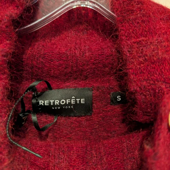 Retrofete Marve Elegant Burgundy Sweater with Button Detail Small NWOT